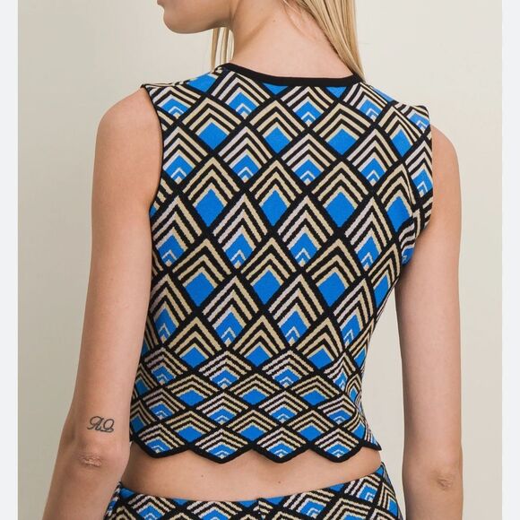 Paco Rabanne Geometric Jacquard Knit Crop Top Size Medium - Picture 3 of 8